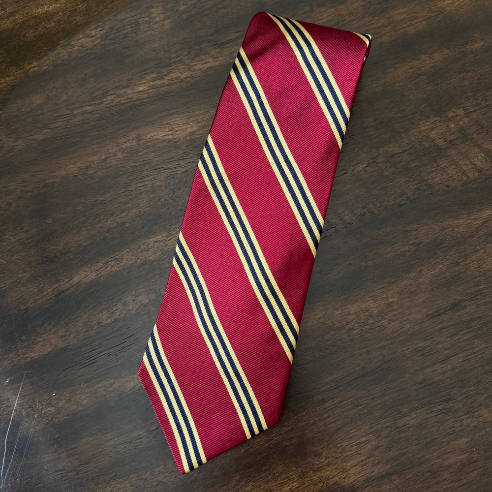 Brooks Brothers Burgundy and Gold Striped Tie